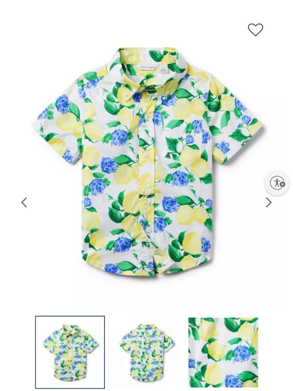 Janie and Jack Lemon & Blue Floral Short-Sleeve Button-Down